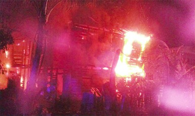 Middle Road Fire: The fire which quickly engulfed the Middle Road, La Penitence house last night. 