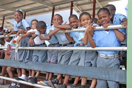 Some primary school students enjoying themselves during the Education Rally at the National Park on Friday. (Arian Browne photo)