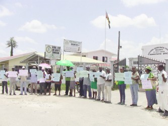 APNU supporters picketing in front the Region Six RDC demanding the holding of local government elections 