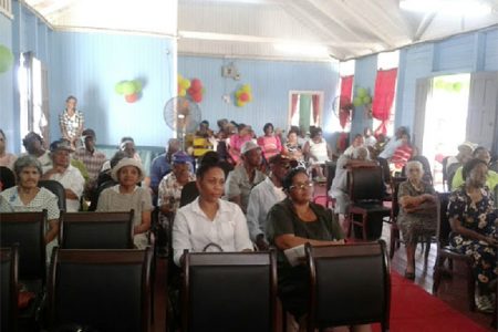 A section of the audience at the church service held at the Palms Geriatric Institution yesterday.

