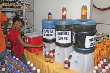 Traditional Guyanese drinks were also available at the exhibition which opened last evening at the Sophia Exhibition Complex (Photo by Arian Browne)  