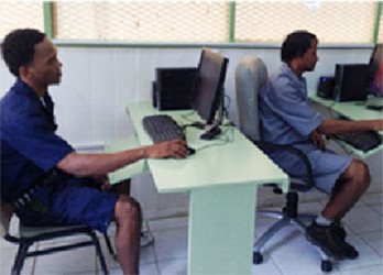 Inmates using the computers