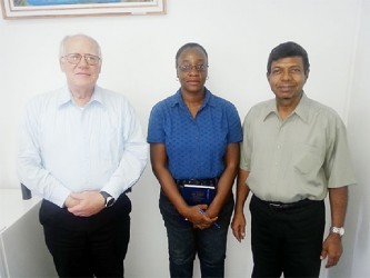 From left: Dr Edgar F Paski, Scientific Services Manager Donna Canterbury and GWI CEO Shaik Baksh 