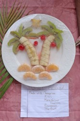Fruit Island: Third Form students created this fruit island using tangerine, kiwi, maraschino cherries, banana and carambola (star fruit) 