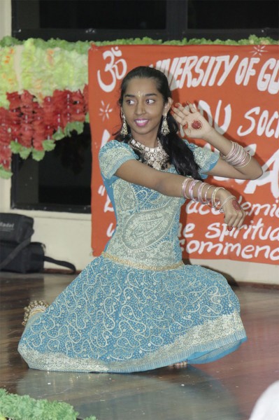 In dance: A dance presentation at the University of Guyana’s Diwali event on campus on Tuesday evening.