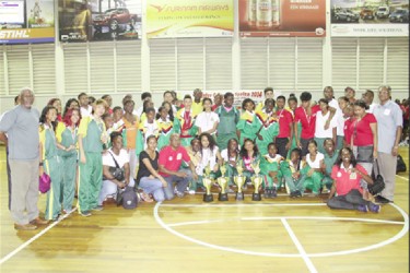 Guyana’s delegation poses for a photo following last night’s closing ceremony. (Orlando Charles photo) 