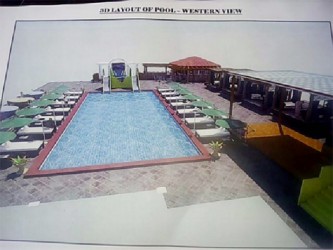 A 3D view of the western side of the planned new poolside. 