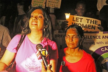 CADVA Programme Director, Diane Madray (left) and mother of the missing woman Champa Seenarine.