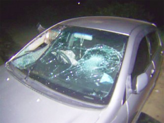  The damaged windscreen 
