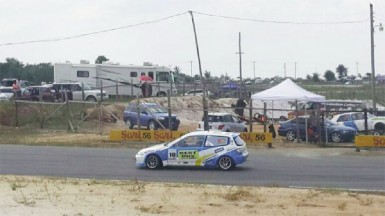 Chet Singh in action with his Honda Civic at the South Dakota Circuit. 