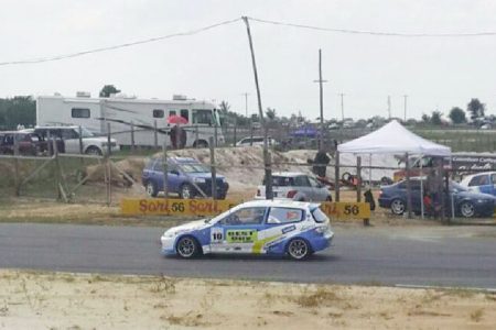 Chet Singh in action with his Honda Civic at the South Dakota Circuit.

