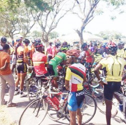 Cyclists blocking the circuit