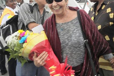 Lucille Dawsey on her arrival (Guyana Civil Aviation Authority photo)
