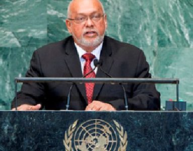 On the international stage: President Donald Ramotar addressing the United Nations General Assembly 
