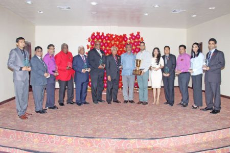 This year’s awardees of the Guyana Manufacturers and Services Association. 