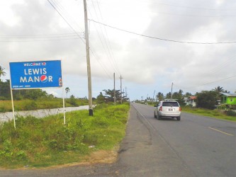 The ‘Welcome to Lewis Manor’ signboard  