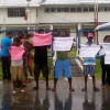 Persons protesting in front of the Leonora Police Station