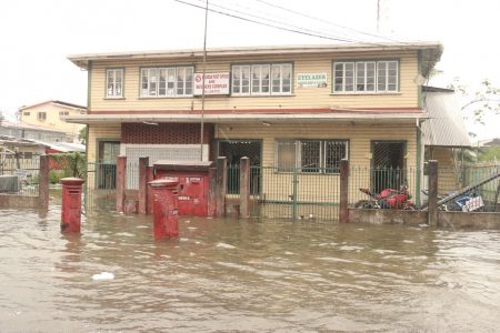 The flooded Bourda Post Office today