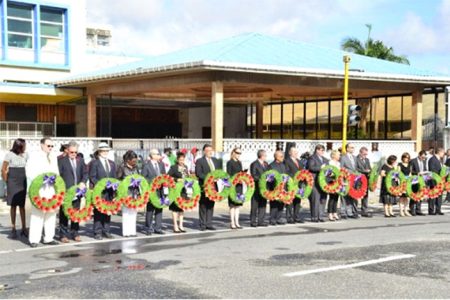 Members of the Diplomatic Corps who attended the Remembrance Day wreath laying ceremony. (GINA photo)