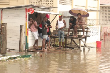 Chilling out on flooded Northern Street