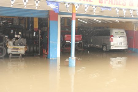 A flooded garage on Regent Street