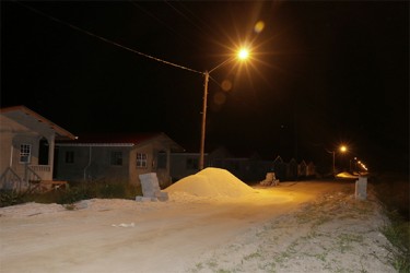 One of the street lights at the front of the Housing Scheme. 