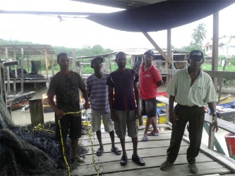 A few of the fishermen, from left: Mahadeo Persaud, Ranjit Persaud, Victor Mangru, Deoram and Nankishore.