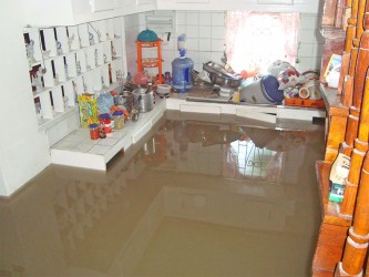 The level of the water in one resident’s home on October 8, when the koker’s door gave way.  