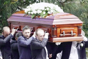 Australian captain Michael Clarke (third  from left) was among the pallbearers (Reuters photo) 