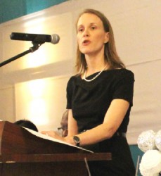 Canadian High Commissioner Nicole Giles delivering the keynote address at the Georgetown Chamber and Commerce’s Annual Dinner and Awards on Thursday evening.  