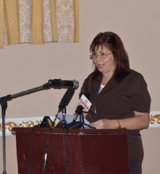 Dra Midalys Otero Hernandez, Director of Cuba Medical Brigade speaking to the doctors (GINA photo) 