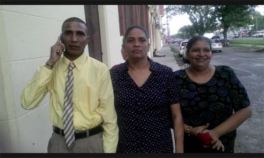 From left: Hoosman Khan, Farida Khan and Shamiza Khan outside the High Court, moments after being set free. 