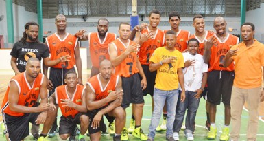 The Dynas Ravens team after they successfully defeated Republic Bank Nets to clinch their third consecutive Phillip George Memorial first division club championship.