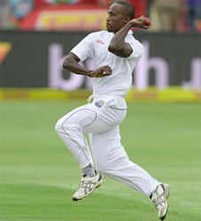 Kenroy Peters of the West Indies bowls during day 1 of the 2nd Test match between South Africa and West Indies at St. Georges Park yesterday in Port Elizabeth, South Africa. (Photo by Duif du Toit/Gallo Images)