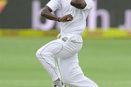 Kenroy Peters of the West Indies bowls during day 1 of the 2nd Test match between South Africa and West Indies at St. Georges Park yesterday in Port Elizabeth, South Africa. (Photo by Duif du Toit/Gallo Images)