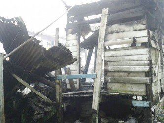 A section of the burnt house in Alberttown yesterday.  
