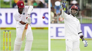 Kraigg Brathwaite, left and Marlon Samuels yesterday stroked unbeaten half centuries to rescue the West Indies after South Africa’s Morne Morkel had threatened to induce a calypso-type collapse with two wickets in two balls.