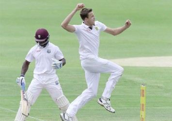 Morne Morkel celebrates the wicket of Devon Smith during day 3 of the 2nd Test match between South Africa and West Indies at St. Georges Park yesterday in Port Elizabeth, South Africa. (Photo by Duif du Toit/Gallo Images)