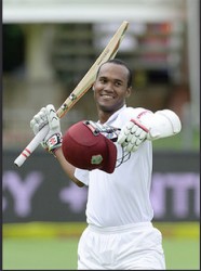 Kraigg Brathwaite celebrates his century during day 4 of the 2nd Test match between South Africa and West Indies at St. Georges Park yesterday in Port Elizabeth, South Africa. (Photo by Duif du Toit/Gallo Images) 