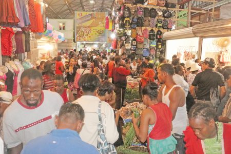 The jam-packed Stabroek Market today