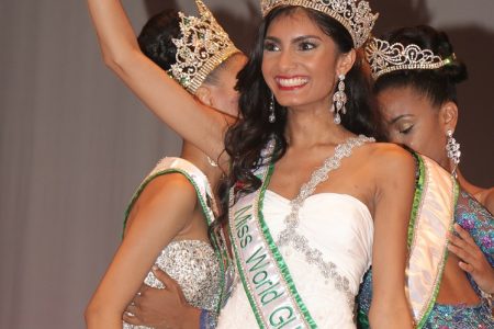 Rafieya Hussain when she was crowned Miss Guyana World on May 26.