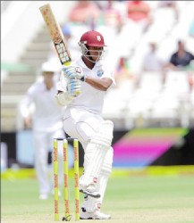 Leon Johnson of the West Indies pivots to pull a delivery backward of square  during day 1 of the 3rd Test between South Africa and West Indies at Sahara Park Newlands yesterday  in Cape Town, South Africa. (Photo by Carl Fourie/Gallo Images) 