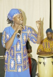 Kamadyah Israel performing at Upscale Poetry Night back in 2011 (Stabroek News file photo)