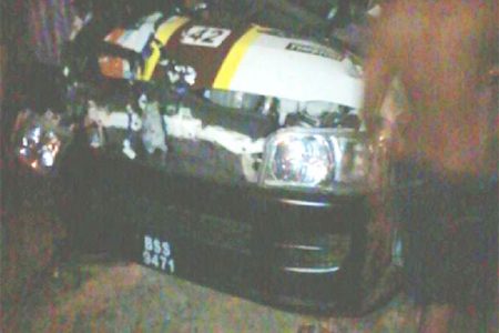 The badly damaged minibus that was involved in the accident
