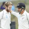  Kane Williamson, left and BJ Watling celebrate a milestone on the way to their record stand.