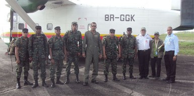 Special Forces ranks with GCAA officials at Timehri.  (GCAA photo) 