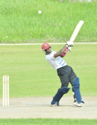 Kevon Boodie smashes one over cover during his entertaining 44