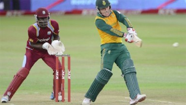South Africa wicketkeeper Morne van Wyk on the go during his maiden T20 international century yesterday. 