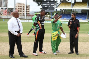 The toss yesterday (WICB photo)