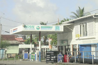Ross’ Gas Station displaying its reduced fuel prices yesterday afternoon. 